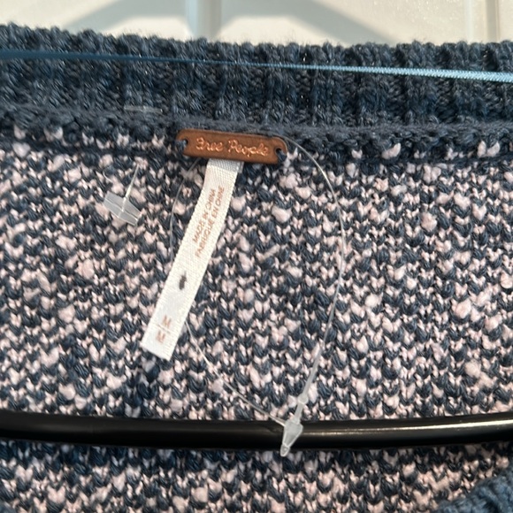 Free People In Bloom Sweater Purple Blue Floral Pullover NWOT - Picture 7 of 8